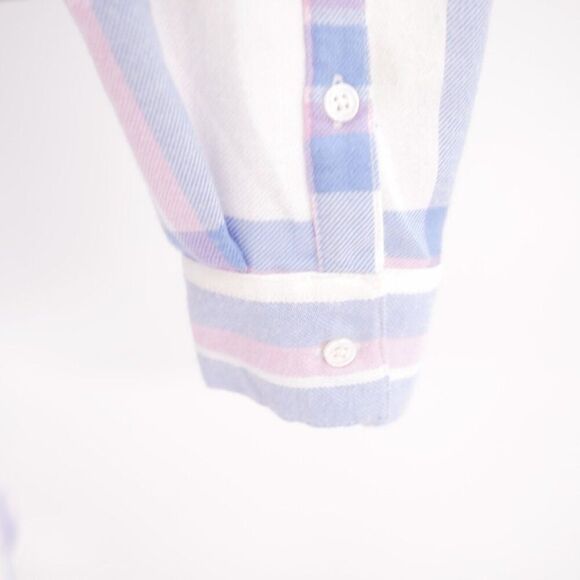 Banana Republic Boyfriend Fit White Pink Blue Flannel Plaid Button Front Small - Picture 3 of 9